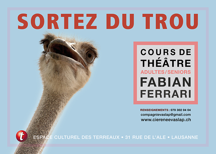 Flyer: Ateliers th��tre de Fabian Ferrari, pour adultes et seniors